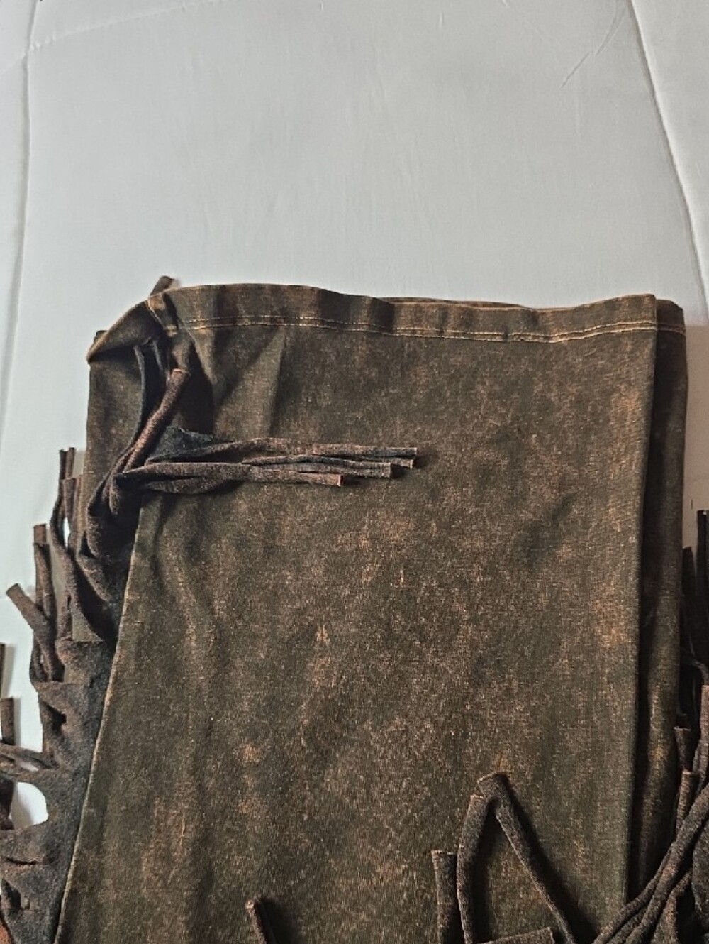 Viral T Party Fashion Olive Brown Suede-Look Fringe Boot Cut Pants🤎🤠 - Picture 3 of 4